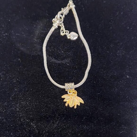 Handmade Mixed Metal Bumblebee Charm Bracelet - Picture 4 of 6